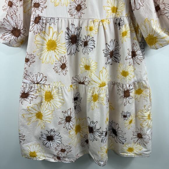 Floral Tiered Puff Sleeved Bohme Dress XS Mini Cottagecore Feminine Bloomcore - Picture 3 of 13